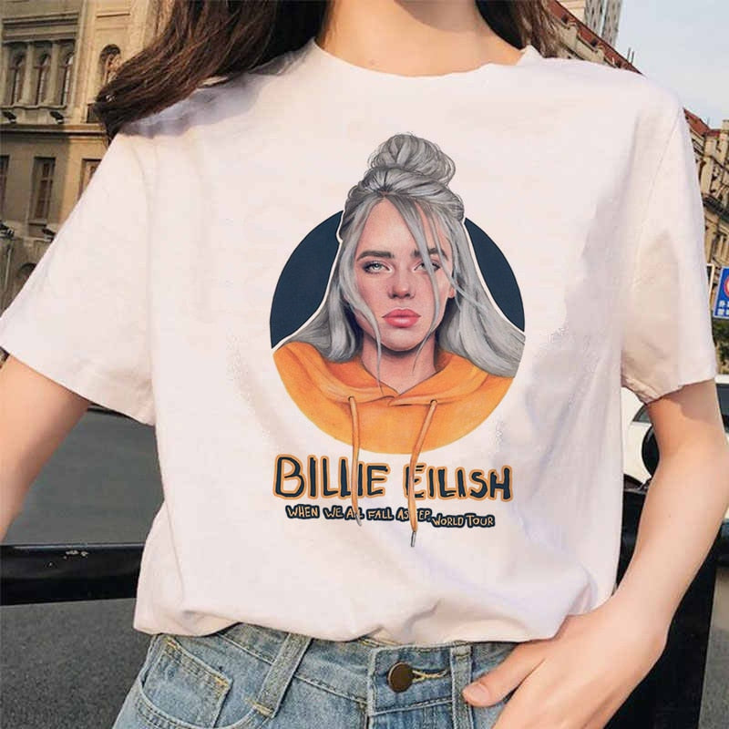 Billie Eilish t shirt ulzzang femmes femme hip hop femme vêtements t-shirt