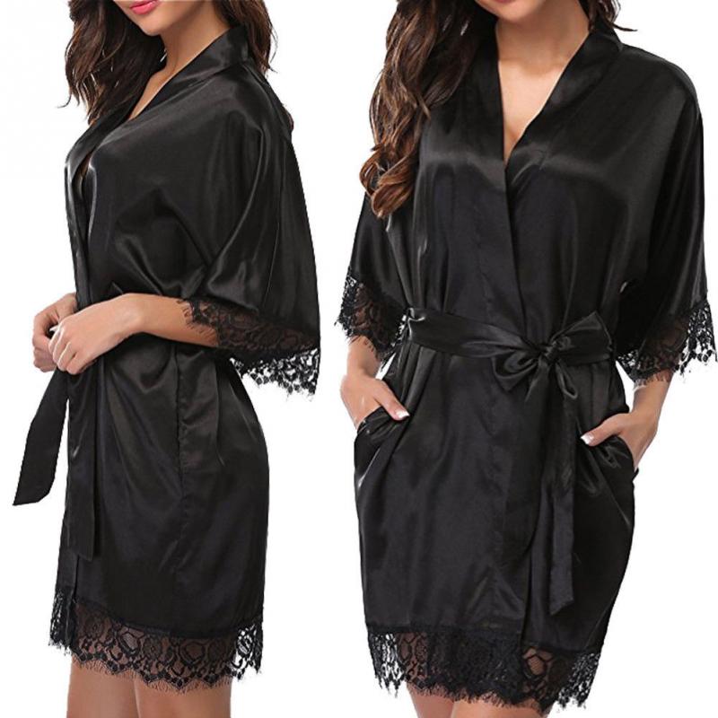 Ladies Sexy belt Silk Satin Night Dress Sleeveless Nighties
