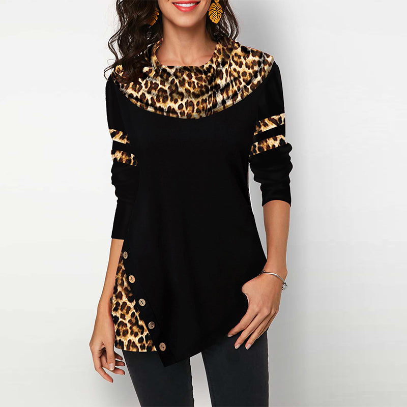 Leopard Print Women's Blouses Shirts Casual Plus Size
