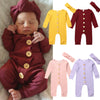 2PCS Knitted Solid Jumpsuit Newborn Baby Girl Boy Clothes Long Sleeve Autumn Romper Long Sleeve Headband Outfit Clothes