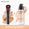 SACE LADY Make Up Set Foundation 30ml Liquid Foundation Matte High Coverage Concealer Cream Base maquiagem + Makeup brushes