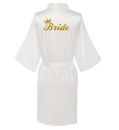 new bride bridesmaid robe with white black letters