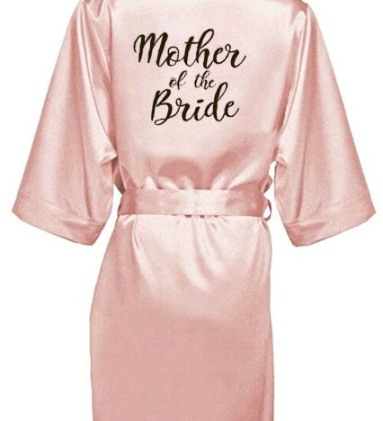 new bride bridesmaid robe with white black letters