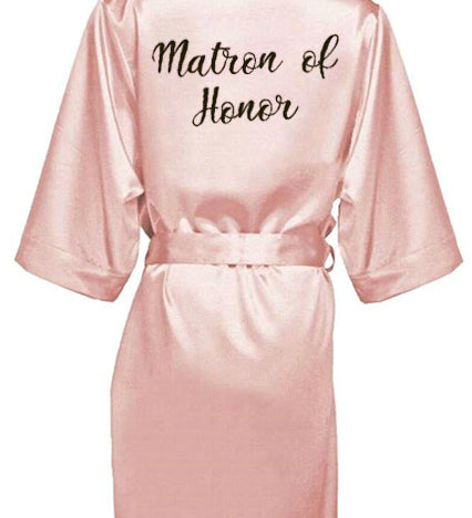 new bride bridesmaid robe with white black letters