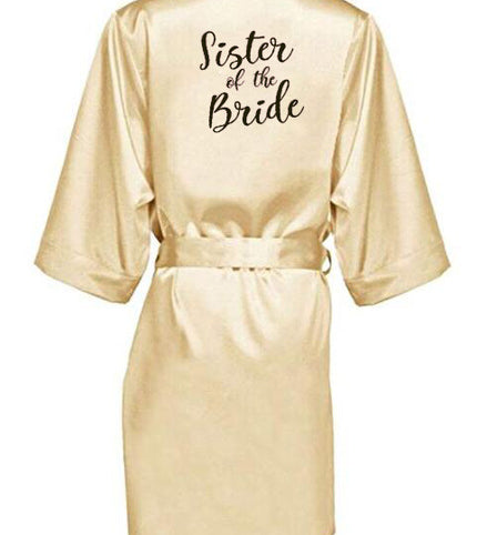 new bride bridesmaid robe with white black letters
