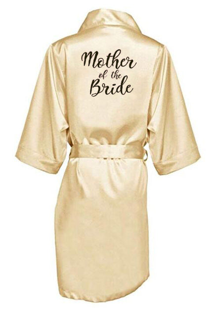 new bride bridesmaid robe with white black letters