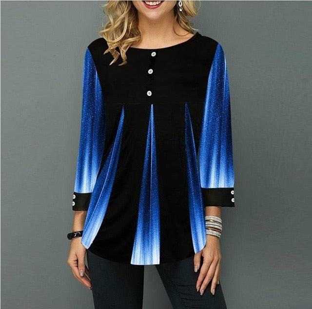 Shirt Blouse Women Spring Summer Printing Shirt 3/4 sleeve