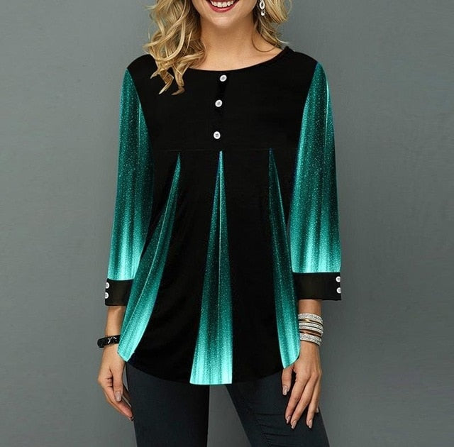 Shirt Blouse Women Spring Summer Printing Shirt 3/4 sleeve