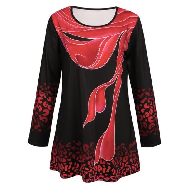 Shirt Blouse Women Spring Summer Printing Shirt 3/4 sleeve