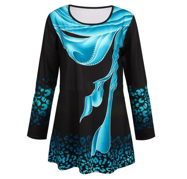 Shirt Blouse Women Spring Summer Printing Shirt 3/4 sleeve