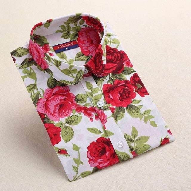 Women Blouses Long Sleeve Shirt Cotton