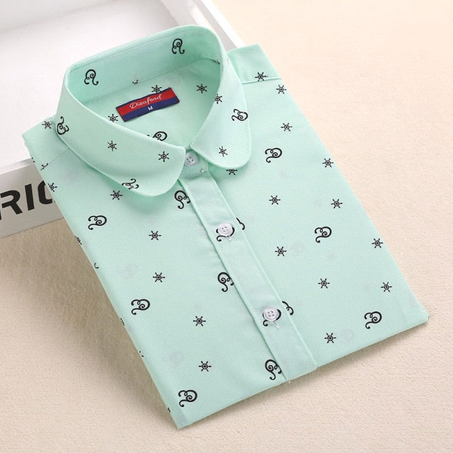 Women Blouses Long Sleeve Shirt Cotton