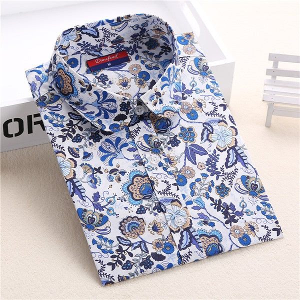 Women Blouses Long Sleeve Shirt Cotton