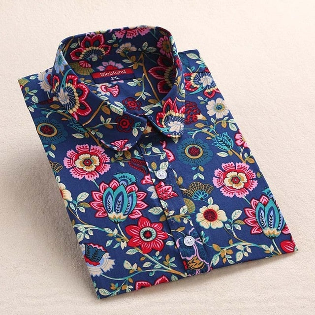 Women Blouses Long Sleeve Shirt Cotton