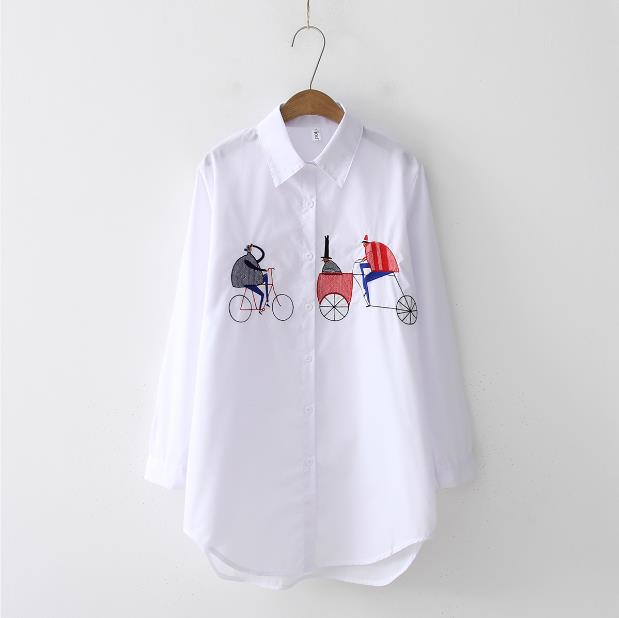 Long Sleeve Cotton Blouse Embroidery