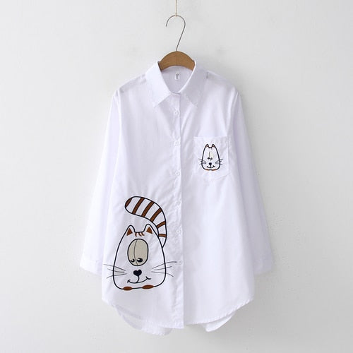 Long Sleeve Cotton Blouse Embroidery