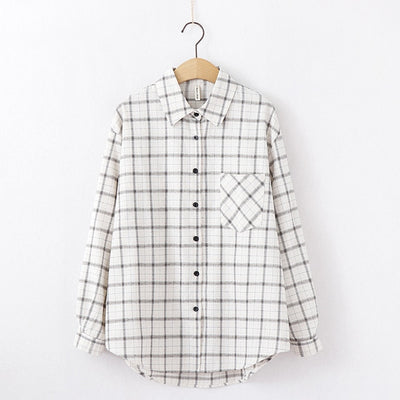 Tangada  fashion women chic oversized plaid blouse