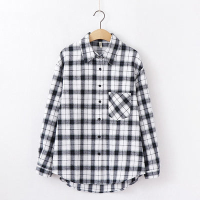 Tangada  fashion women chic oversized plaid blouse