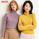 Tangada winter fashion women solid turtleneck sweater female long sleeve