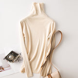 Tangada winter fashion women solid turtleneck sweater female long sleeve