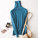 Tangada winter fashion women solid turtleneck sweater female long sleeve