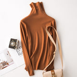 Tangada winter fashion women solid turtleneck sweater female long sleeve
