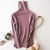 Tangada winter fashion women solid turtleneck sweater female long sleeve