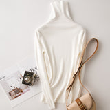 Tangada winter fashion women solid turtleneck sweater female long sleeve