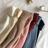 Women Knitted Ribbed Pullover Sweater Long Sleeve Turtleneck