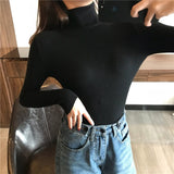 Women Knitted Ribbed Pullover Sweater Long Sleeve Turtleneck