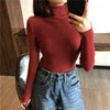 2020 Autumn Winter Thick Sweater Women Knitted Ribbed Pullover Sweater Long Sleeve Turtleneck Slim Jumper Soft Warm Pull Femme