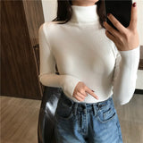 Women Knitted Ribbed Pullover Sweater Long Sleeve Turtleneck