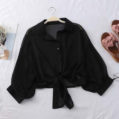 Summer Buttoned Up Shirt Long Sleeve Blouse