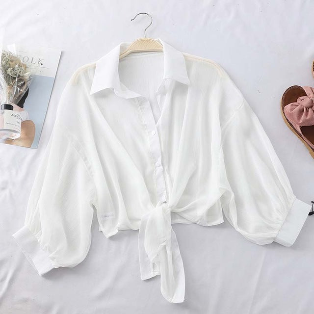 Summer Buttoned Up Shirt Long Sleeve Blouse