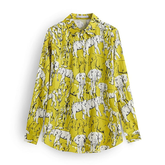 Leopard Stylish Shirt Women Collar Office Fashion Female Blouse