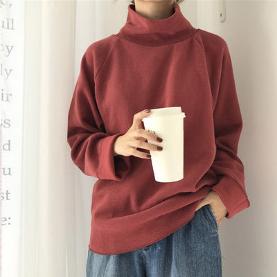 AECU11 Turtleneck sweater Spring Fall Knitted Jumpers Women's Sweater Casual Loose Long Sleeve jacket Crocheted Pullovers female