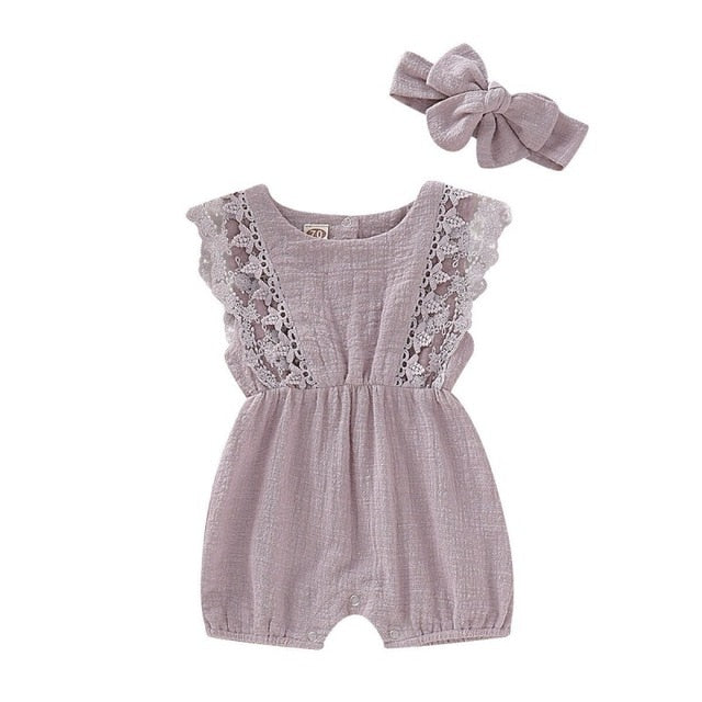 Newborn Baby Clothes Toddler Flare Sleeve Solid Lace Design