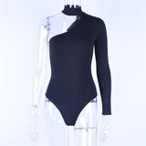 Hugcitar cotton halter one shoulder sexy bodysuit