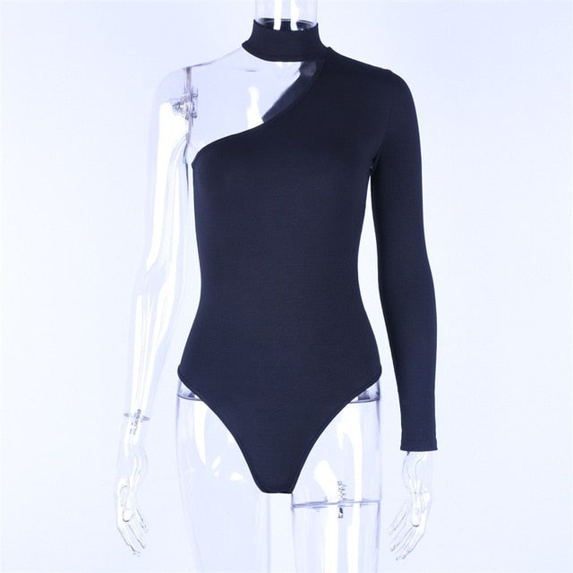Hugcitar cotton halter one shoulder sexy bodysuit