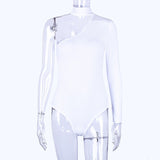 Hugcitar cotton halter one shoulder sexy bodysuit