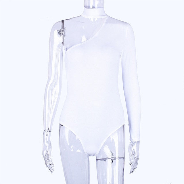 Hugcitar cotton halter one shoulder sexy bodysuit