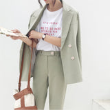 Vintage Autumn Winter Thicken Women Pant Suit