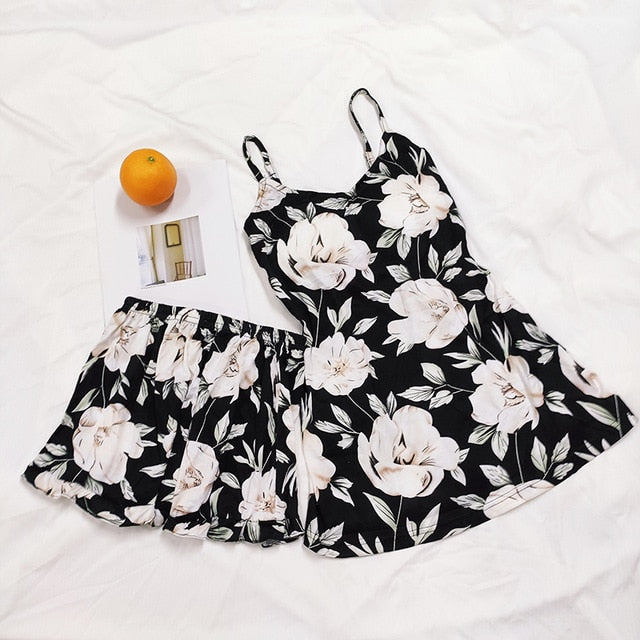 FallSweet Summer  Print Pajama Sets for Women Cotton