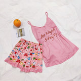 FallSweet Summer  Print Pajama Sets for Women Cotton
