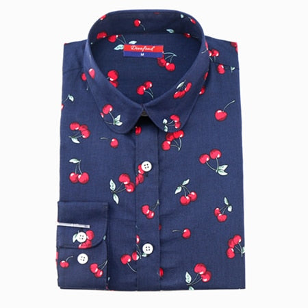 Women Blouses Long Sleeve Shirt Cotton