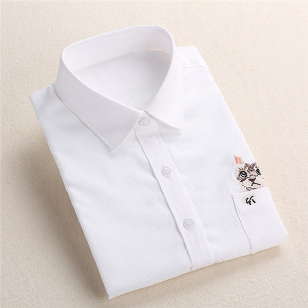 Women Blouses Long Sleeve Shirt Cotton