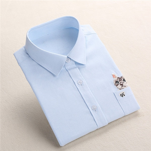 Women Blouses Long Sleeve Shirt Cotton
