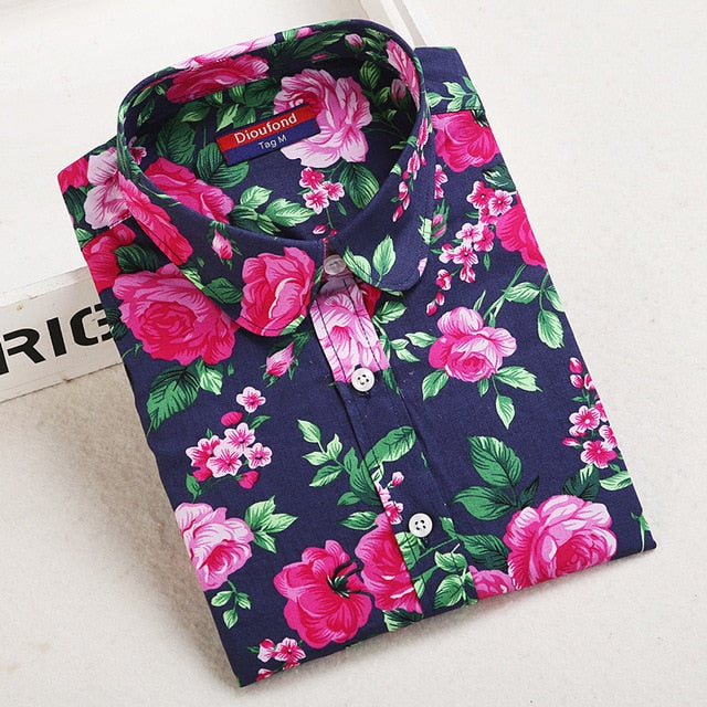 Women Blouses Long Sleeve Shirt Cotton