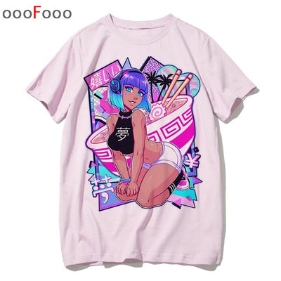 T Shirt Harajuk Tops t-shirt Sad Girl Retro Anime Men aesthetic