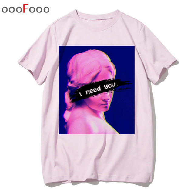 T Shirt Harajuk Tops t-shirt Sad Girl Retro Anime Men aesthetic
